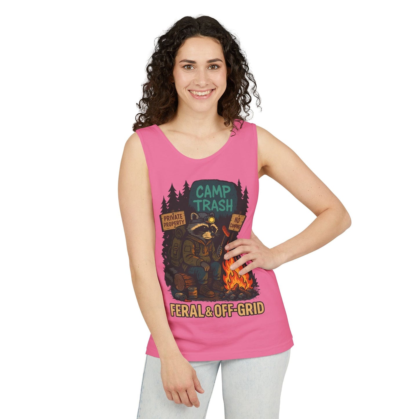 Camp Trash Raccoon Tank Top – Feral & Off-Grid Summer Shirt by Trash Cult