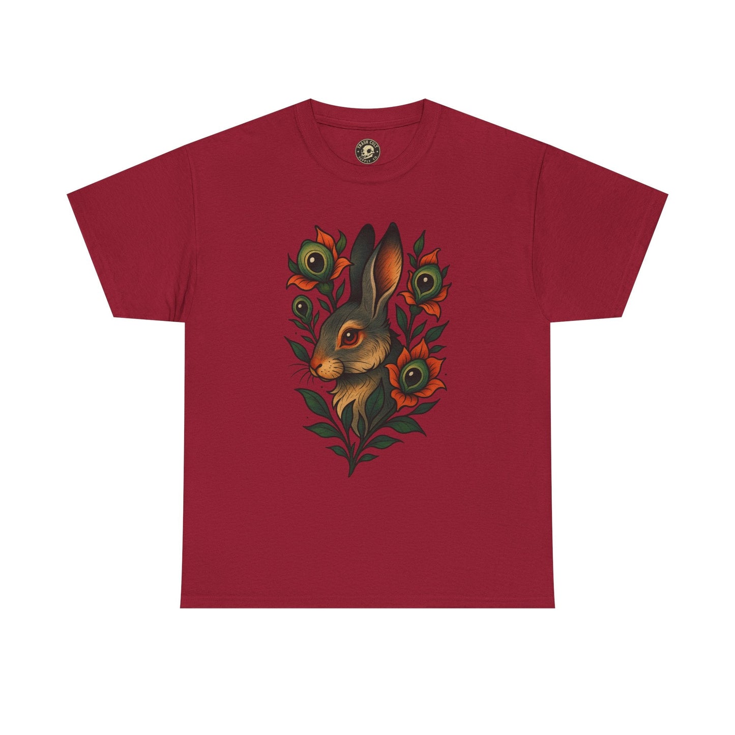 Whimsical Rabbit Floral Tee, Nature Lover Gift, Casual Wear, Eco-Friendly Fashion, Unique Graphic T-Shirt, Year-Round Style