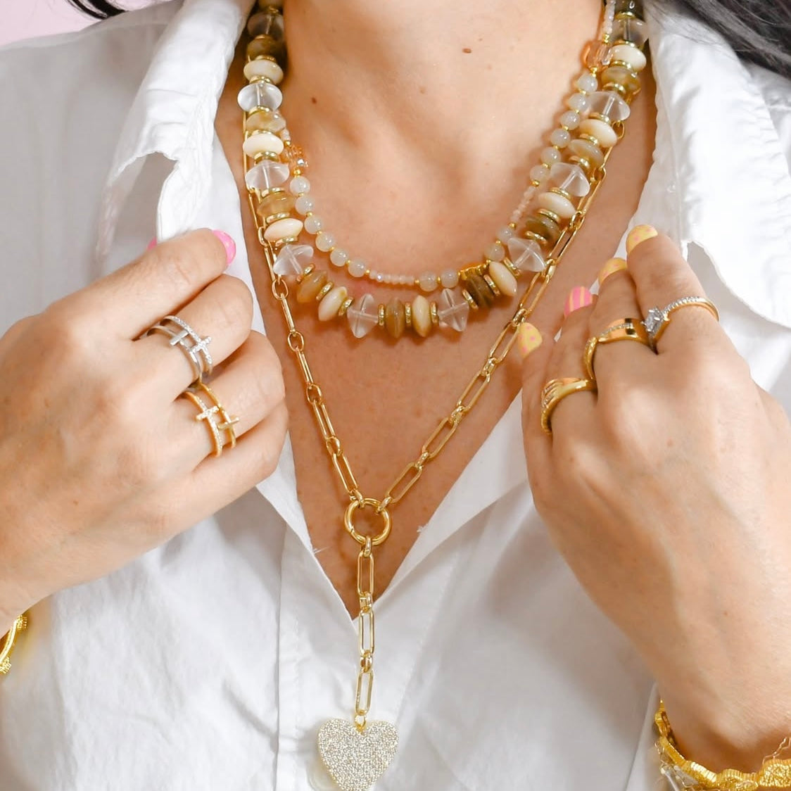 Cream Pop Beaded Necklace