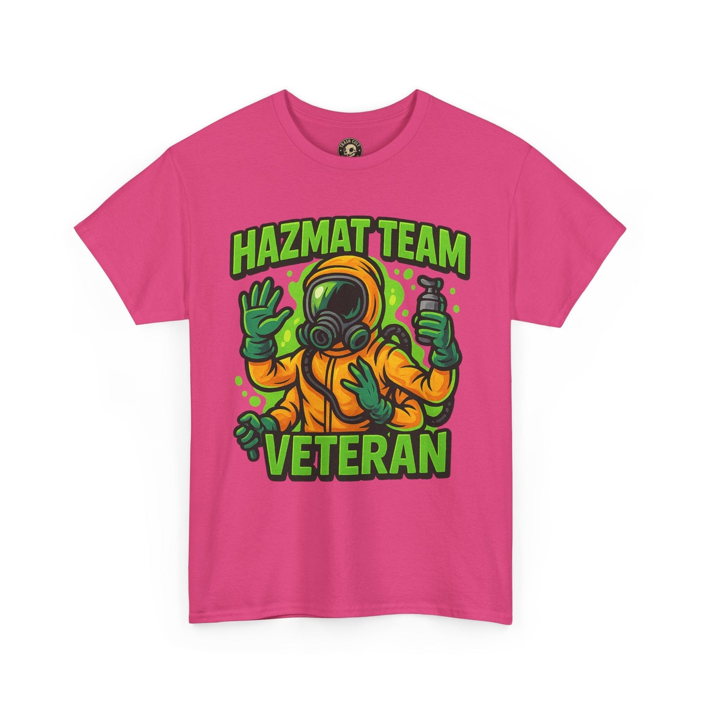 Hazmat Team Veteran T-Shirt – Neon New School Biohazard Graphic Tee | Gildan 5000 Sci-Fi Cotton Shirt
