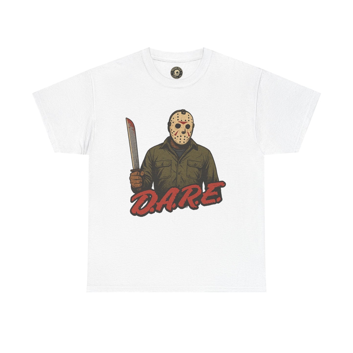 Jason Voorhees D.A.R.E. Parody Shirt – 1980s Horror Meme Tee | Gildan 5000 Slasher Graphic
