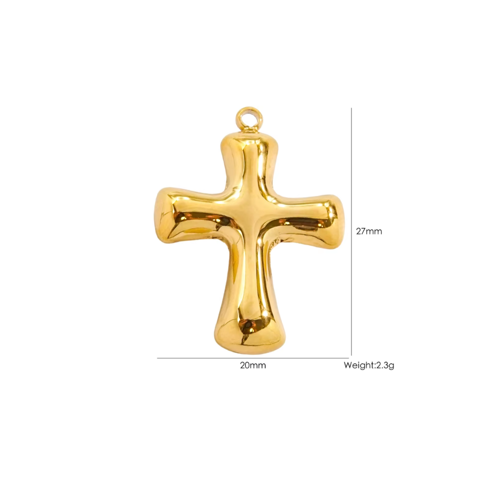 Curved Cross Charm - Stainless Steel