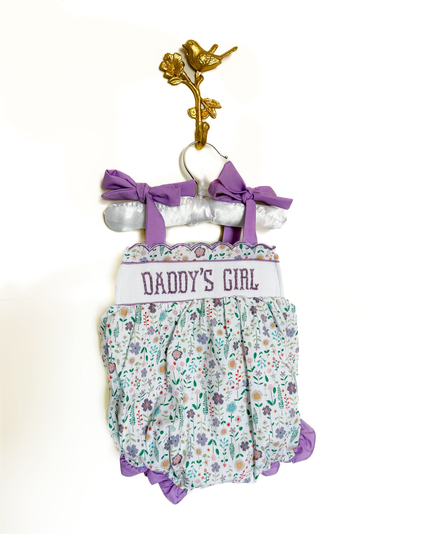 Purple Hand-smocked Daddy’s Girl Bubble