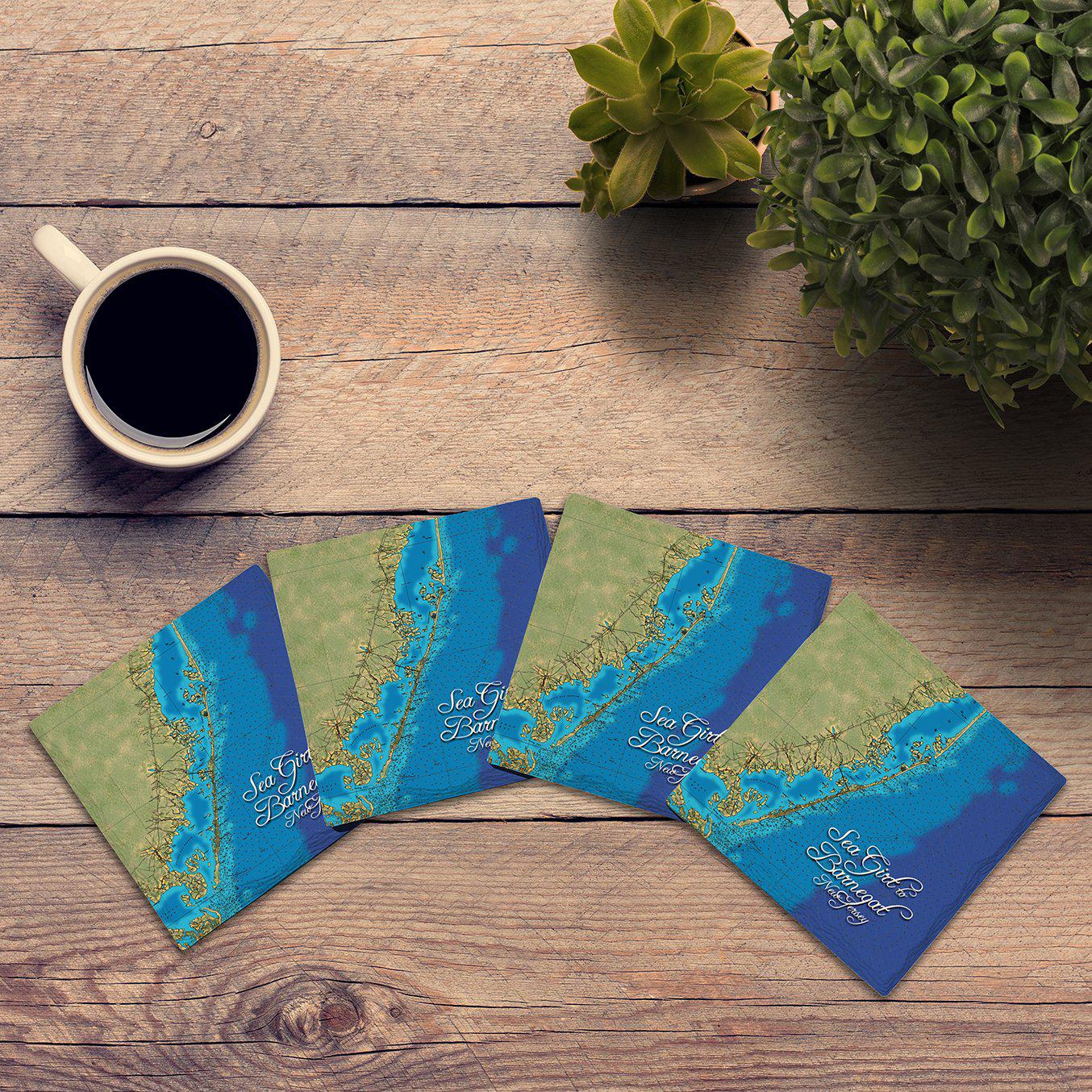 Sea Girt to Barnegat, New Jersey Map |Drink Coaster Set