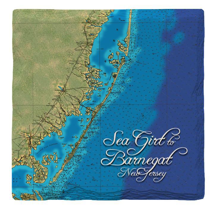 Sea Girt to Barnegat, New Jersey Map |Drink Coaster Set