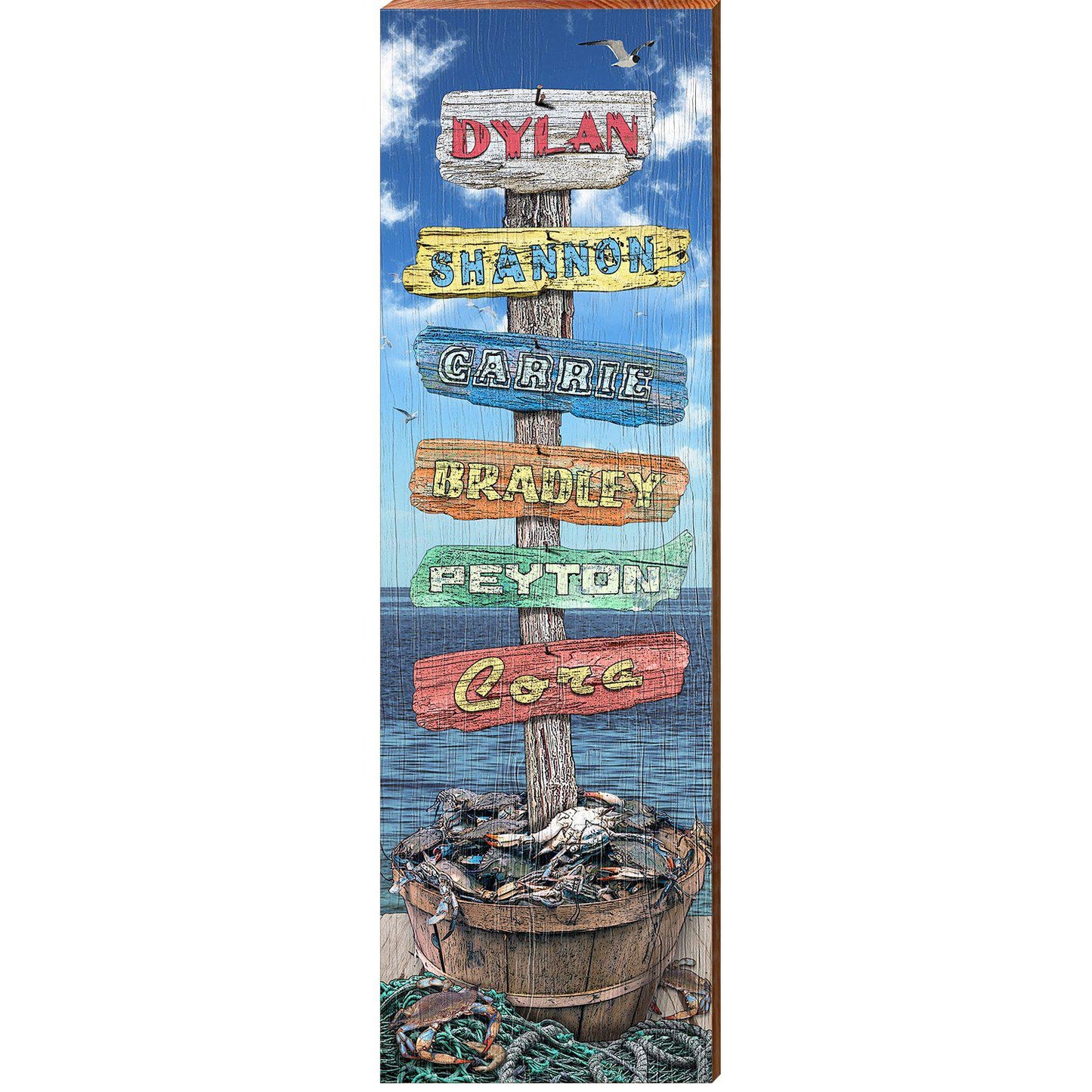 Dylan Blue Crab Directional | Wall Art Print on Real Wood