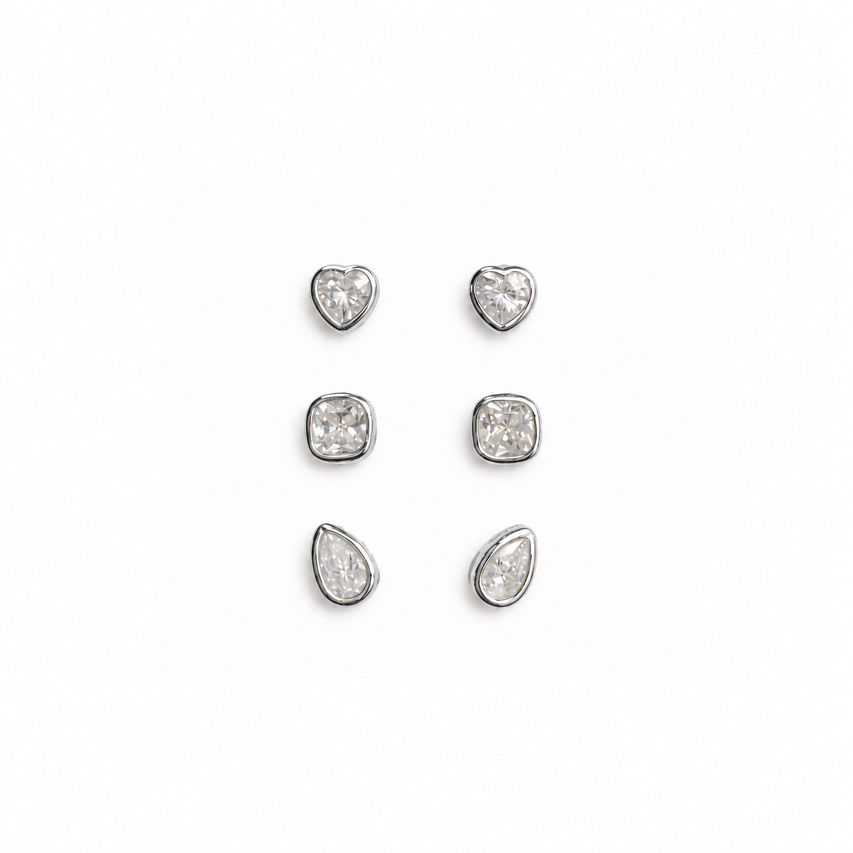 Lizzie Cz Bezel Earring Set