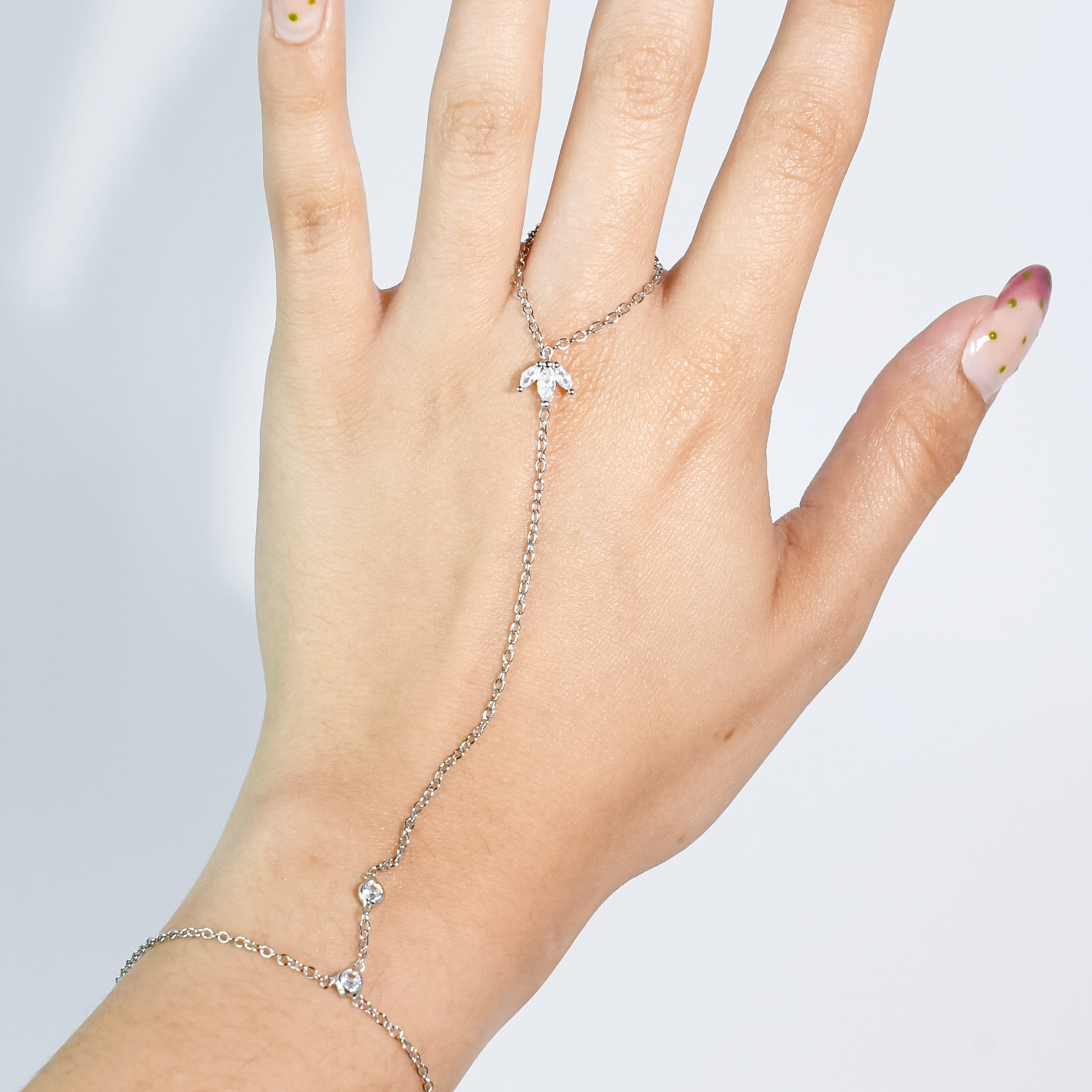 Crystal Bloom Hand Chain Silver