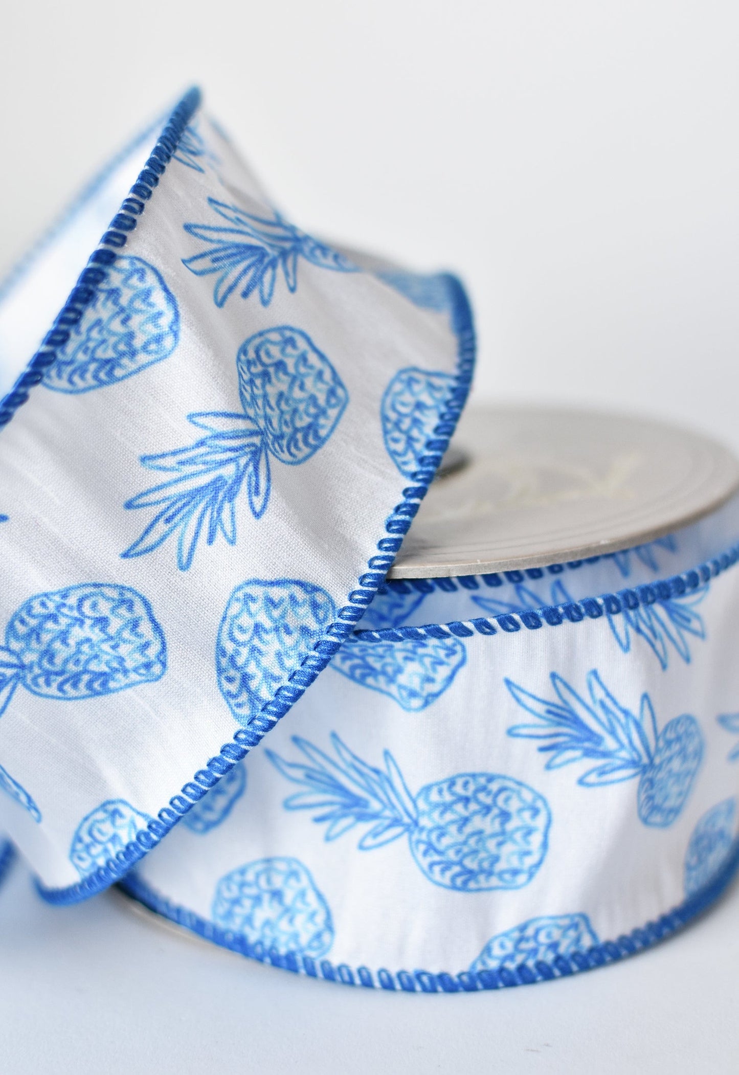 2.5" x 10yd Blue Pineapple Ribbon