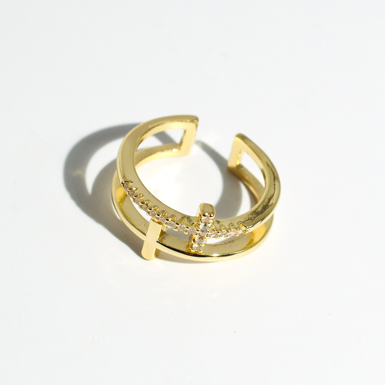 Double Cross Ring Gold P8