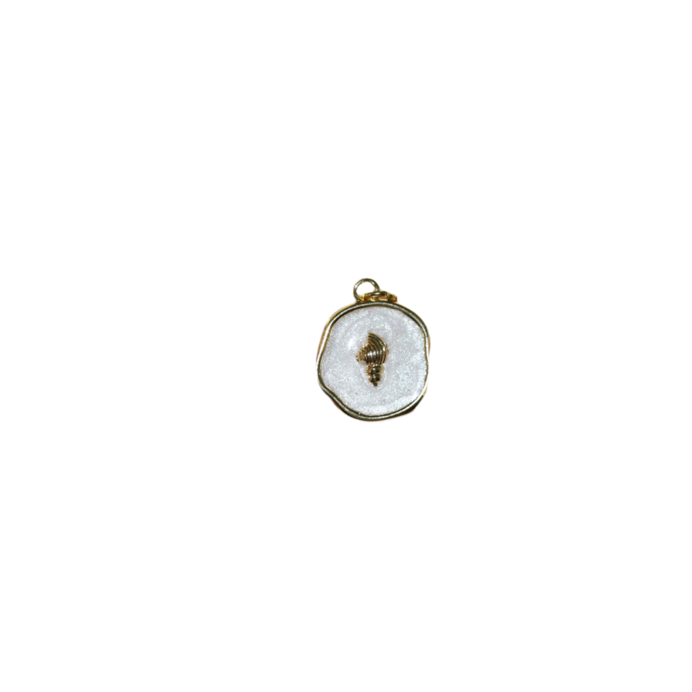 Golden Conch Shell ~ White Coin Charm ~ Deep South Originals