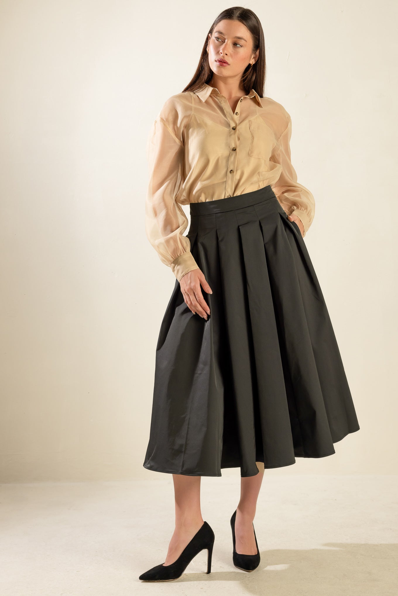 DANCE WITH DESTINY WOVEN MIDI SKIRT