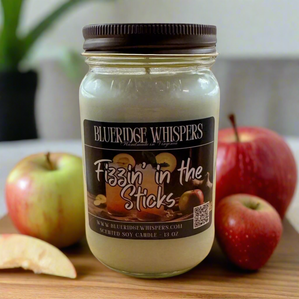 Fizzin’ in the Sticks – Apple Ginger Spritz Soy Candle | 16 oz Mason Jar