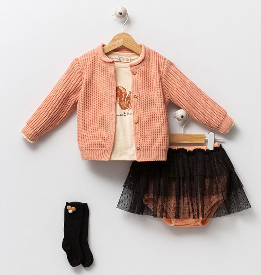 Baby Girl 4-Piece Autumn Outfit β Pumpkin & Black Tulle