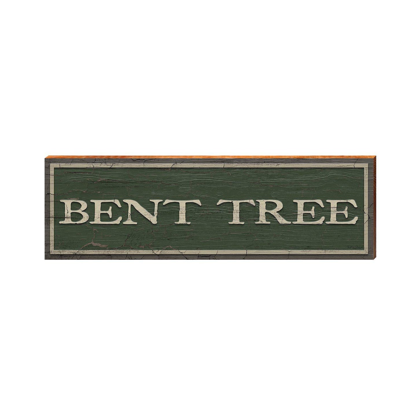 Bent Tree Green Sign | Wall Art Print on Real Wood