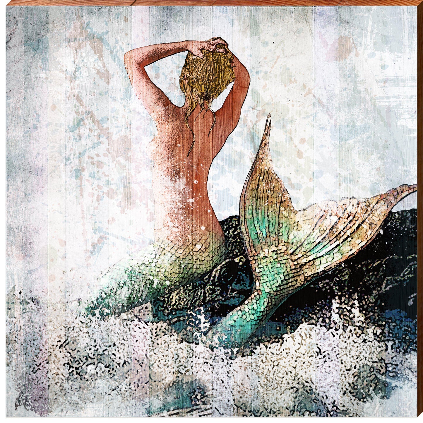 Mermaid Fantasies | Wall Art Print on Real Wood