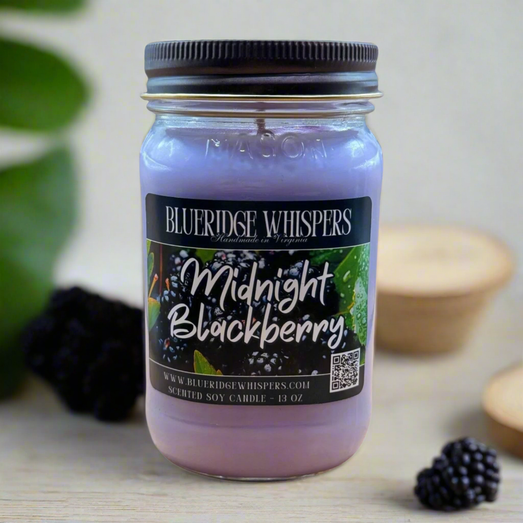 Midnight Blackberry – Fruity Champagne Soy Candle | 16 oz Mason Jar