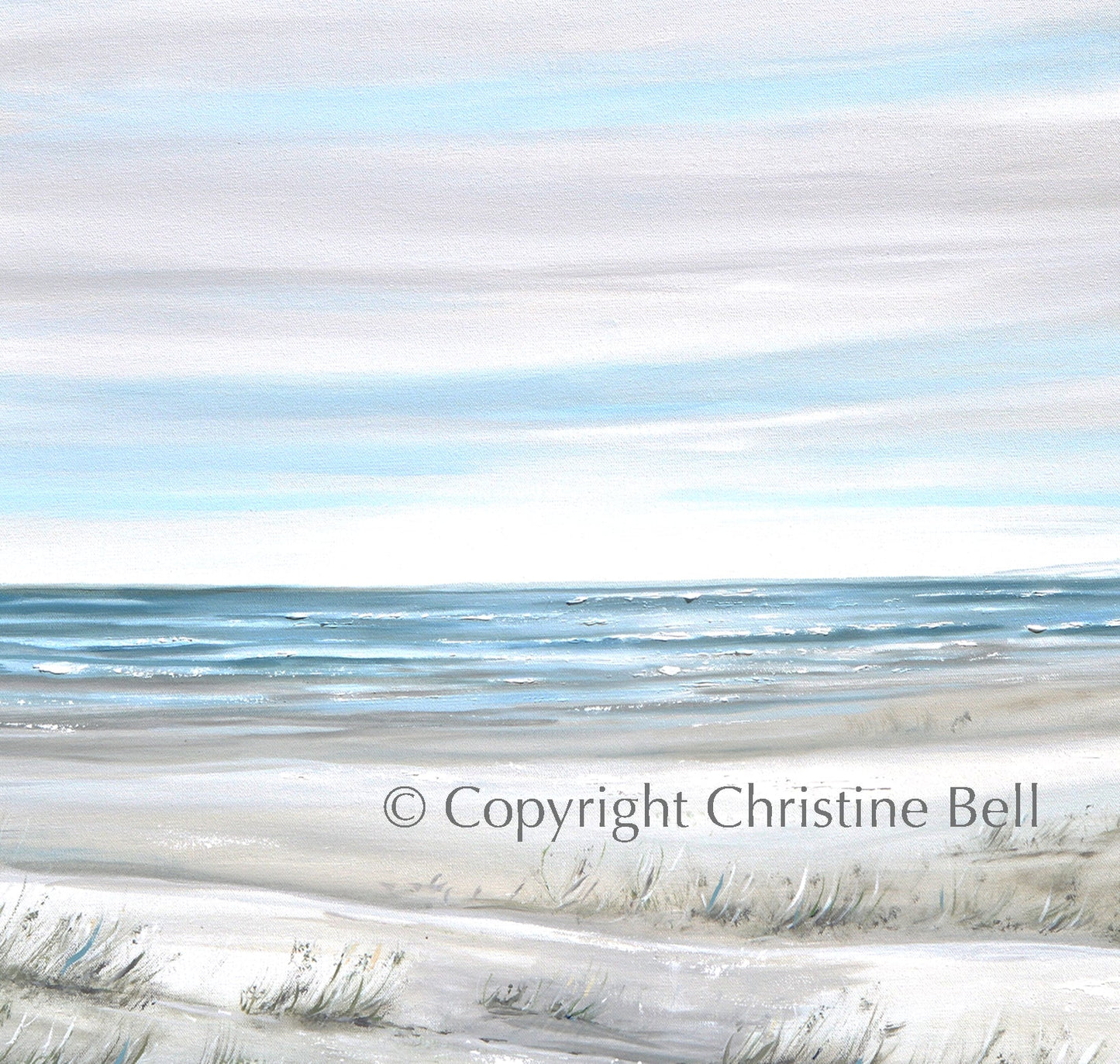 "Coastal Whispers" GICLEE PRINT Coastal Abstract Painting, Neutral, Light Blue, Grey, White, Taupe