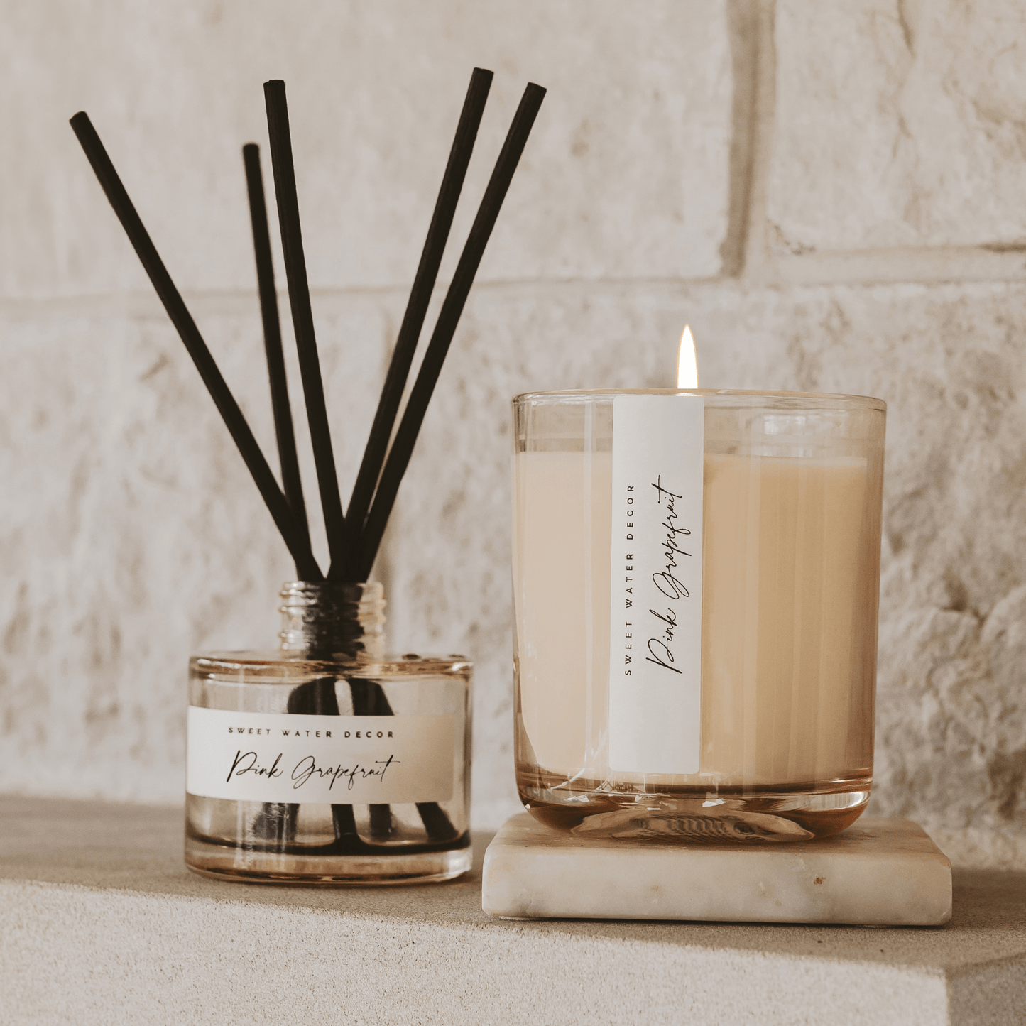Pink Grapefruit Tinted Glass Jar Reed Diffuser