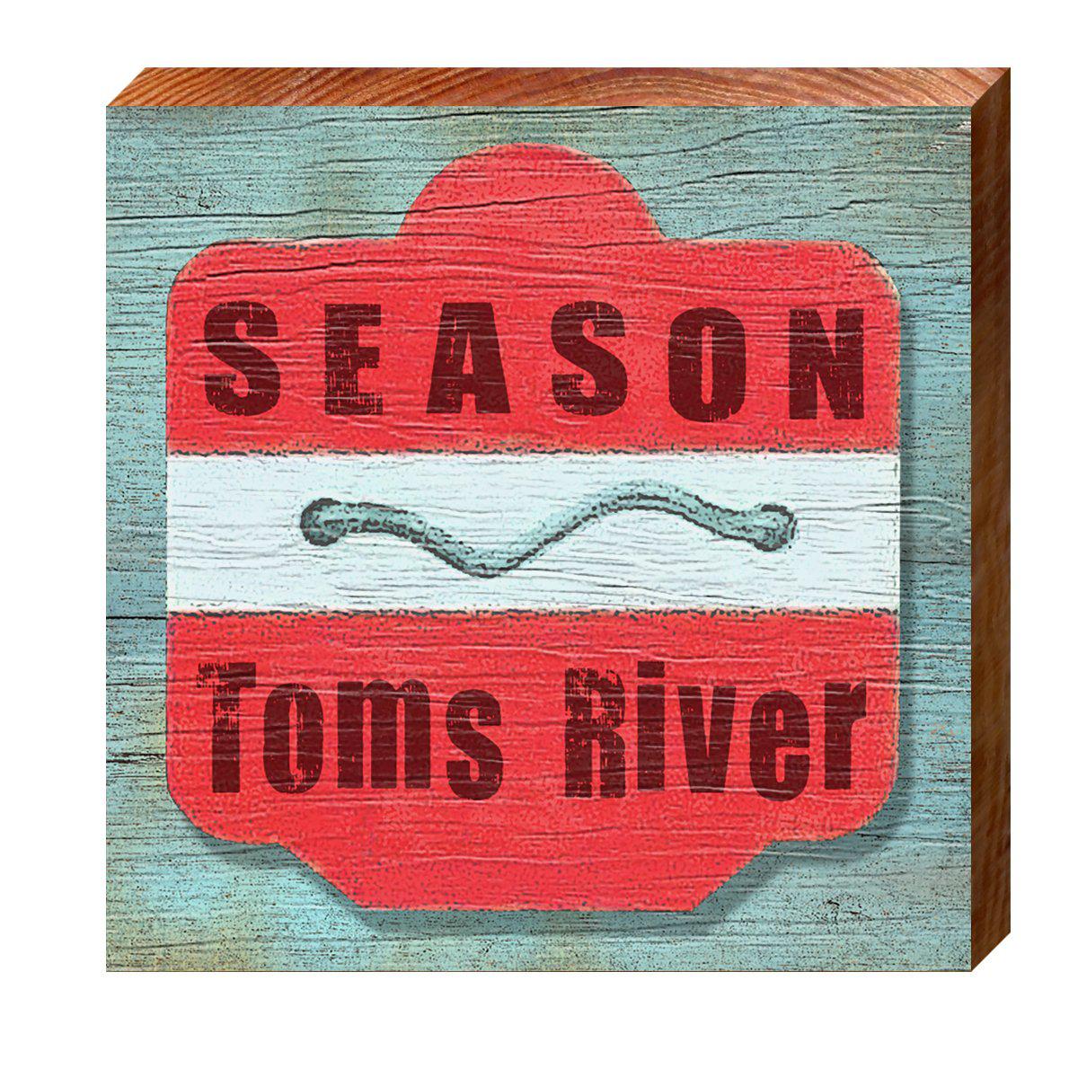 Toms River Red Beach Tag | Wall Art Print on Real Wood