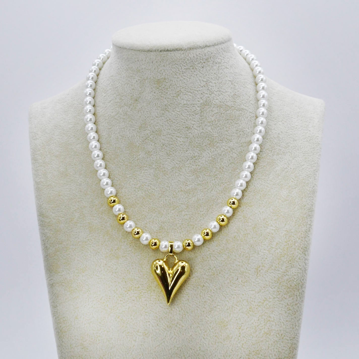 Pearly Teardrop Heart Necklace