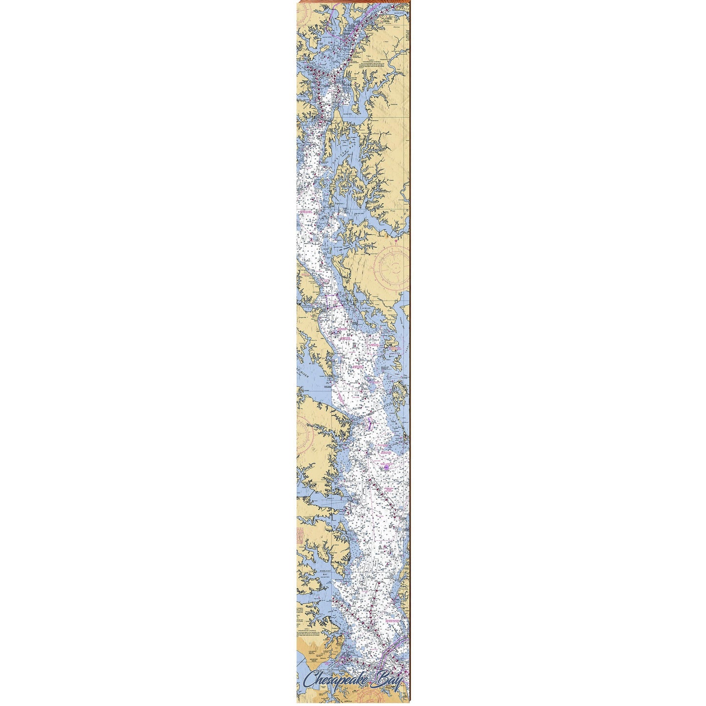 Chesapeake Bay NOAA Chart Map | Wall Art Print on Real Wood