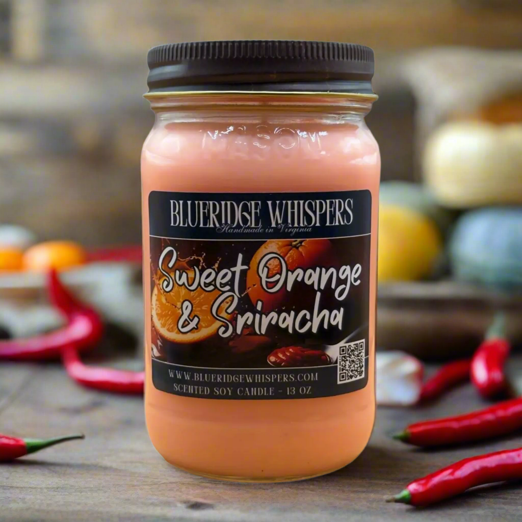 Sweet Orange Sriracha – Spicy Citrus Soy Candle | 16 oz Mason Jar