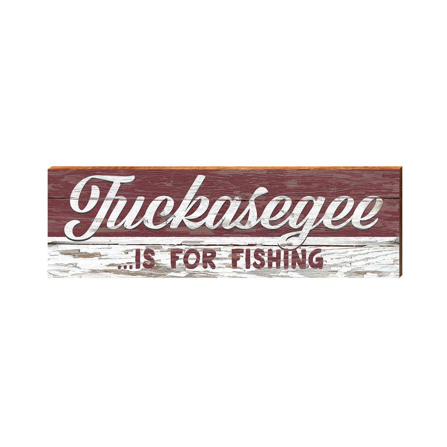 Tuckasegee is For Fishing Red | Wall Art Print on Real Wood