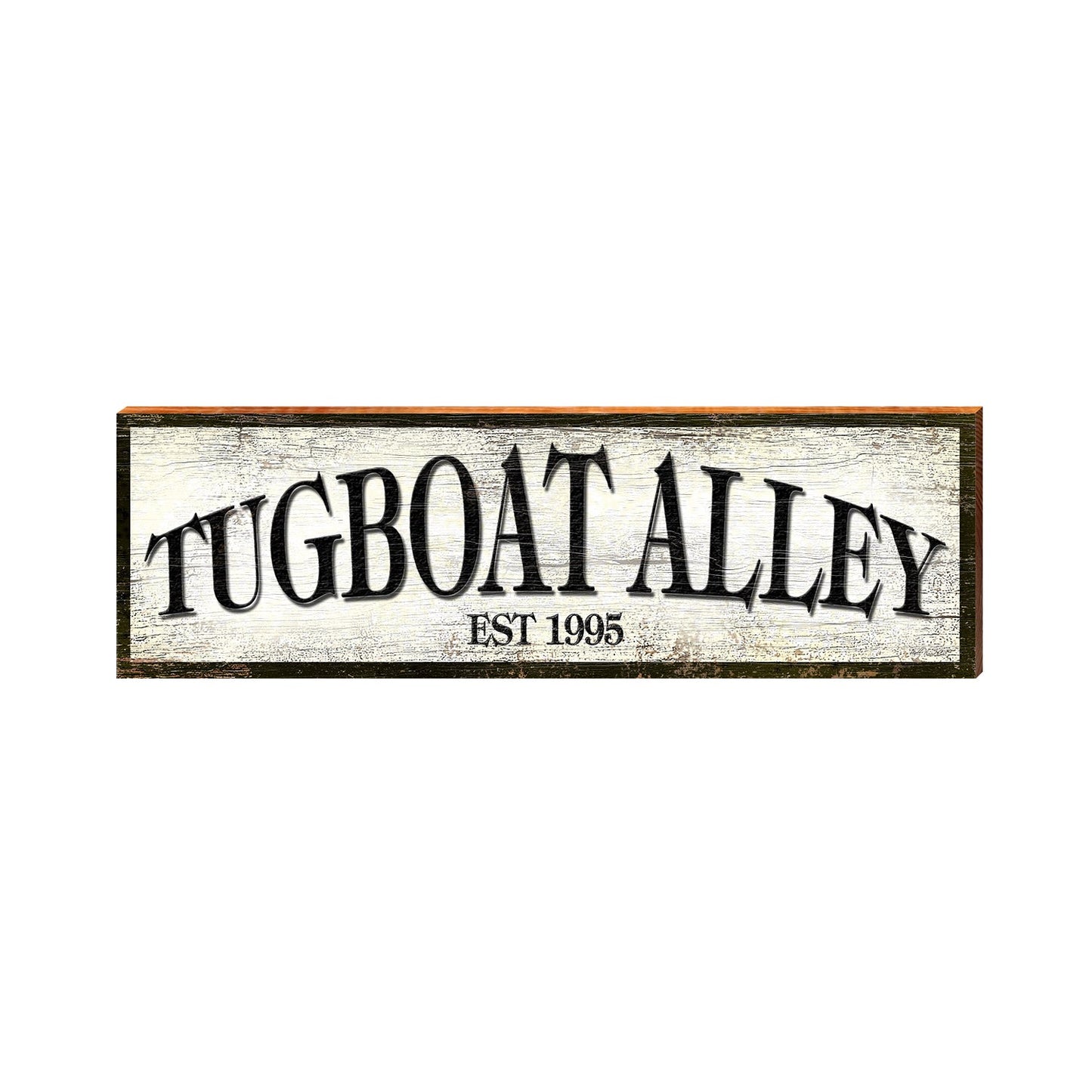 Tugboat Alley Est 1995 Sign | Wall Art Print on Real Wood