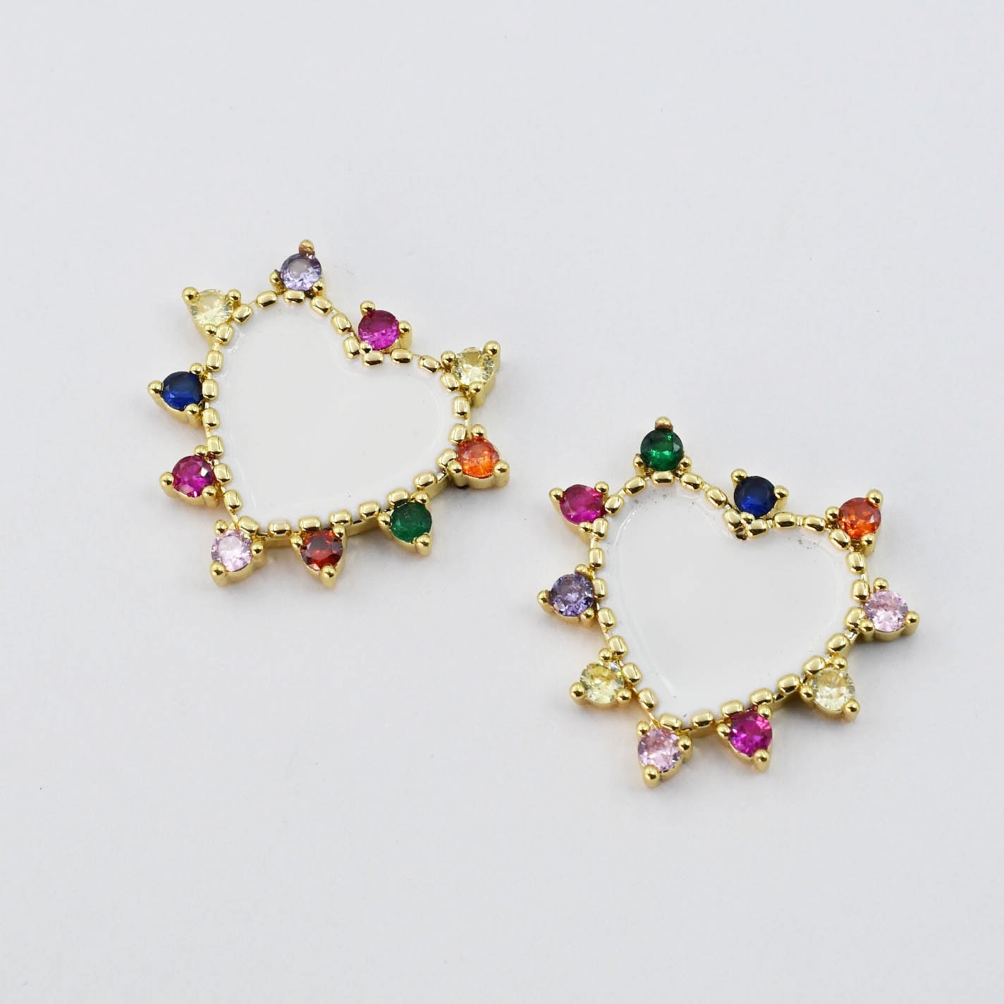 White Heart Multi Stone Enamel