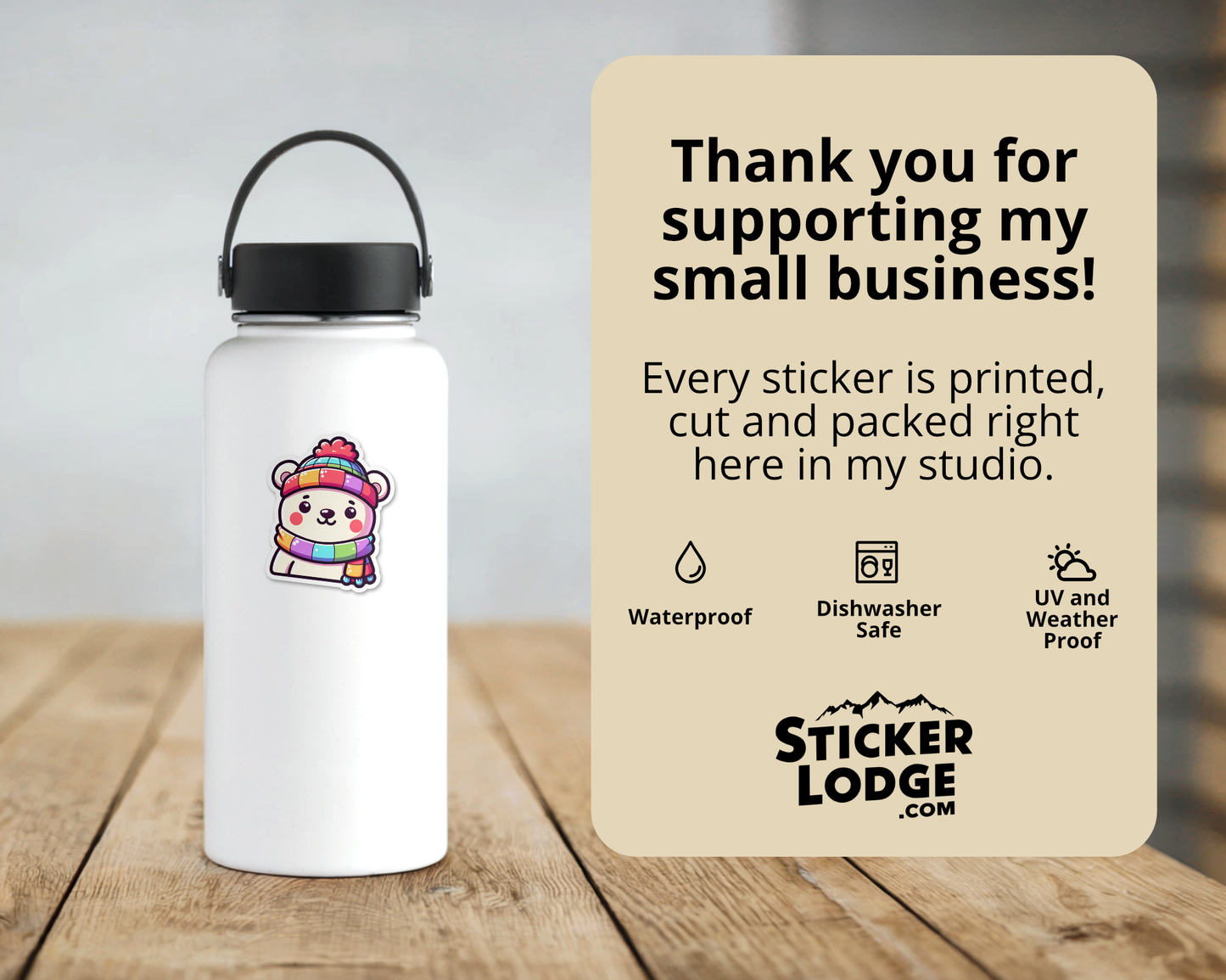 Polar Bear Kawaii Style Vinyl Sticker