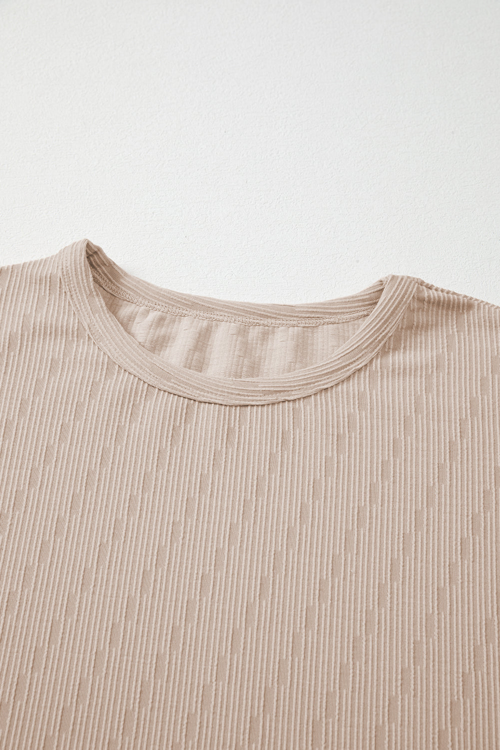 Straw Yellow Solid Color Textured Long Sleeve Top