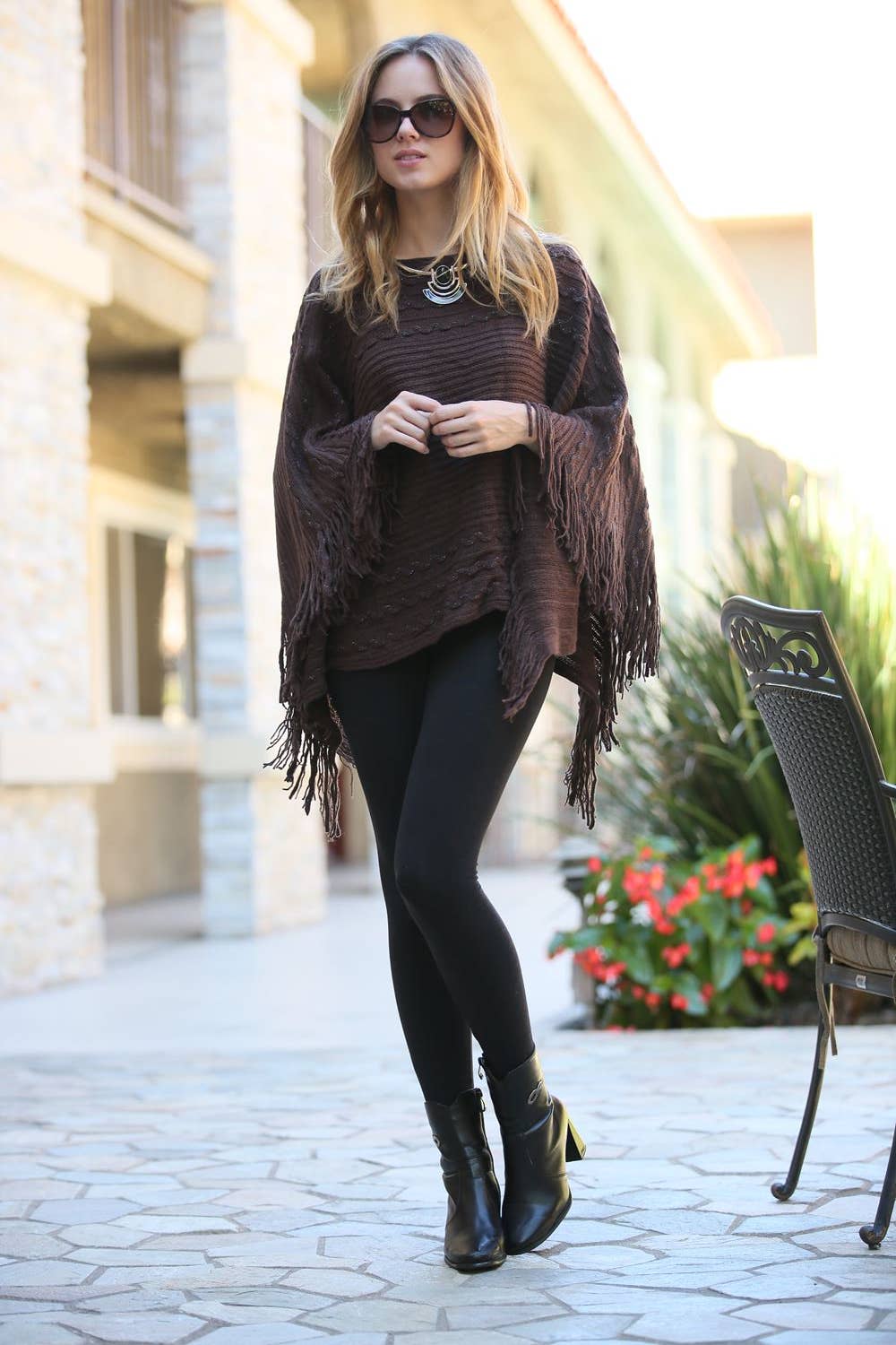 Cable Knit Sweater Poncho