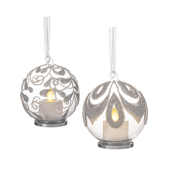 LED Silver Bead Ornaments - Final Sale