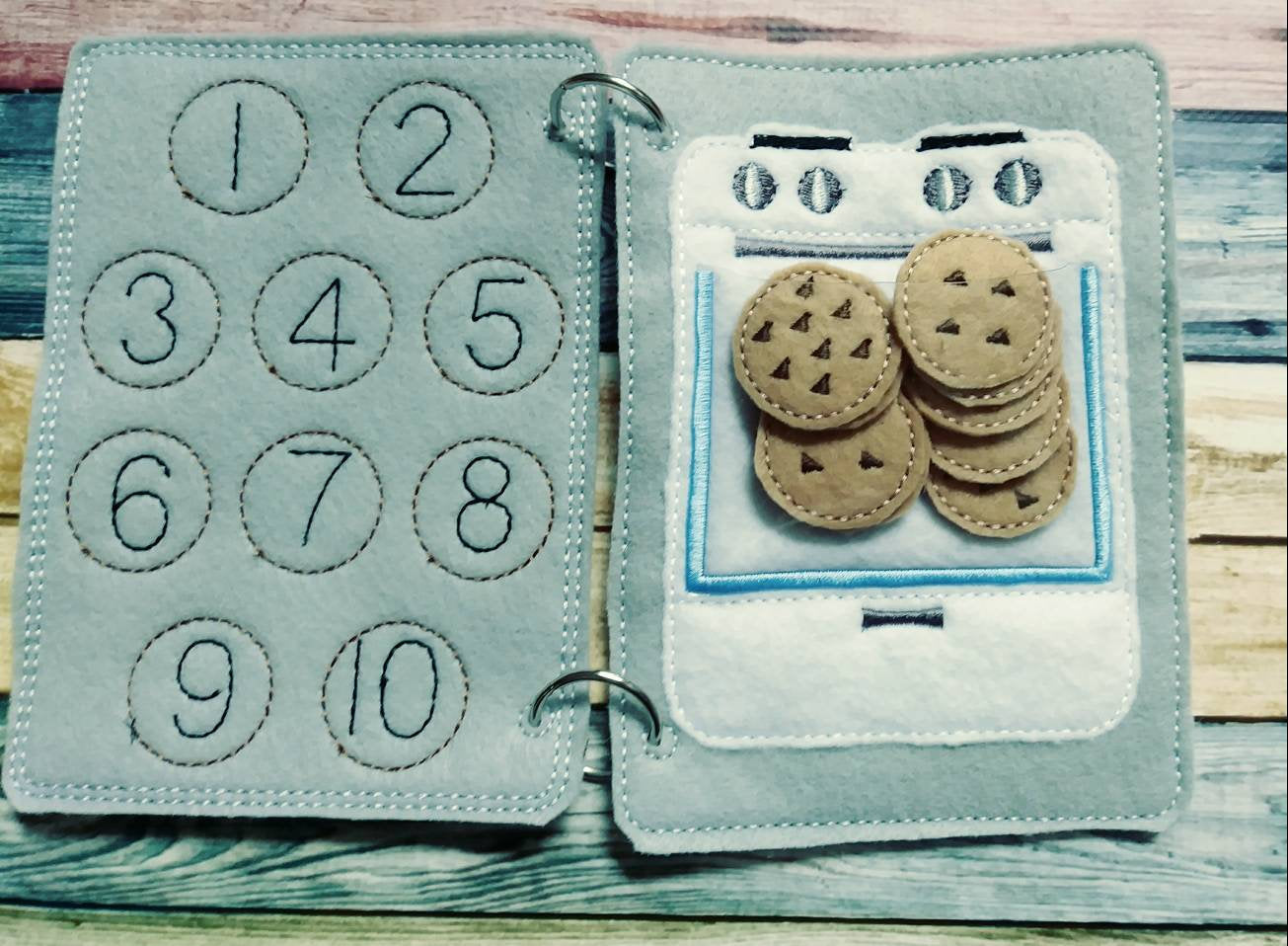 Learn to count - Toddler quiet book page - toddler busy book - counting from 1 -10 page - learning page - number page - busy book