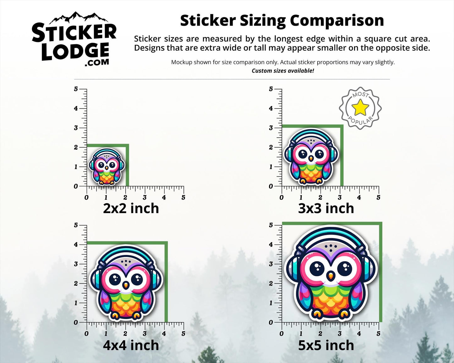 Colorful Owl with Headphones Vinyl Sticker