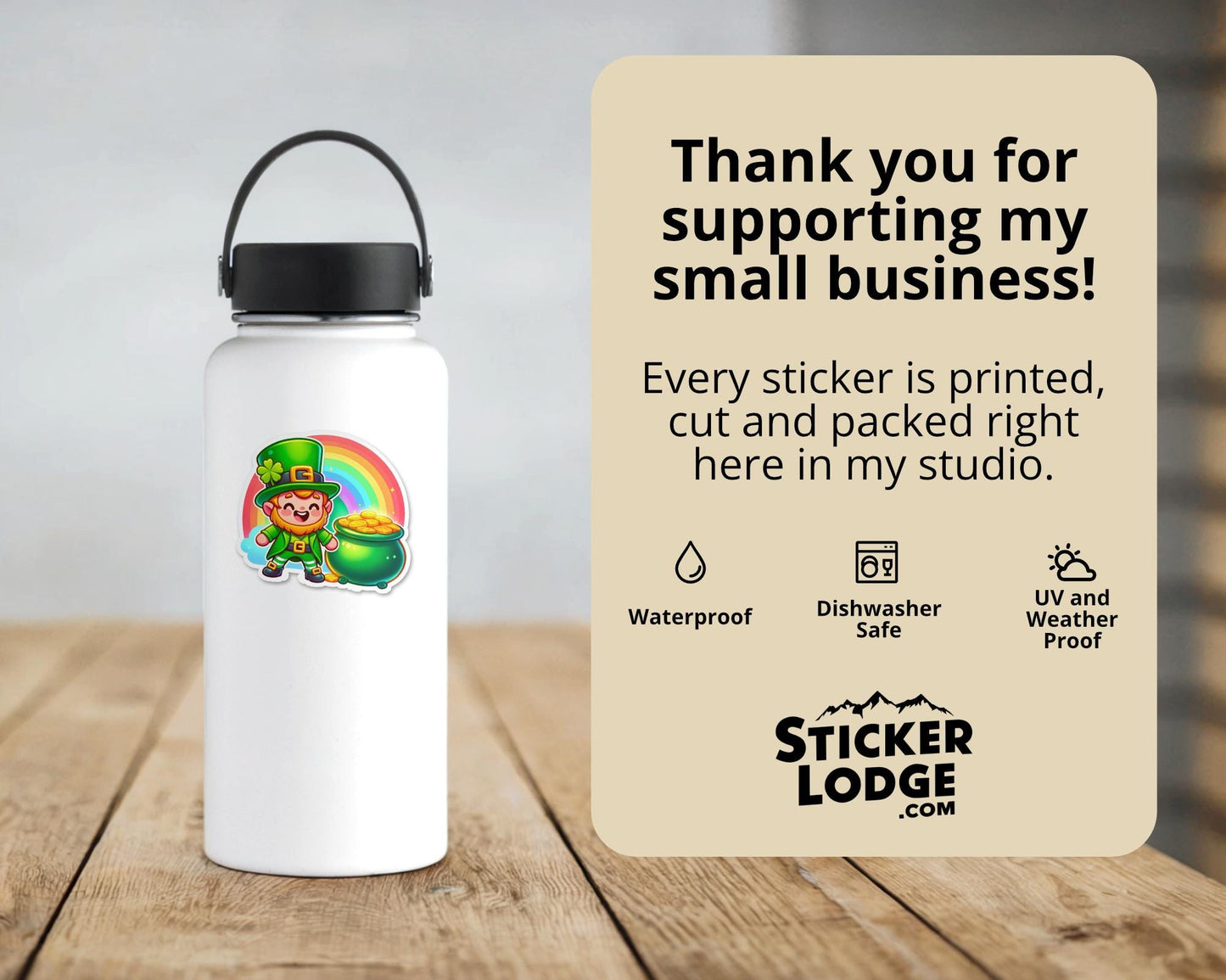 Leprechaun with Pot of Gold Vinyl Sticker