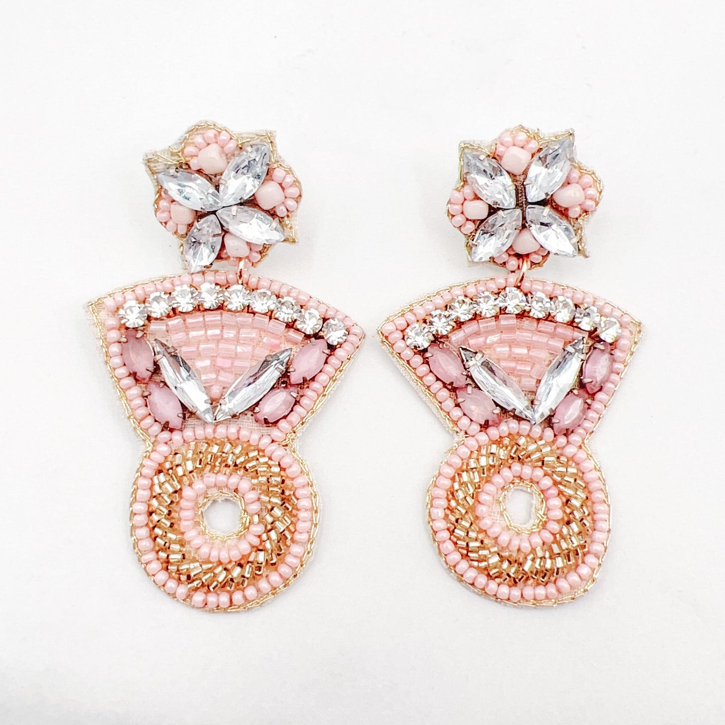 With This Ring Pink Beaded Earrings D19