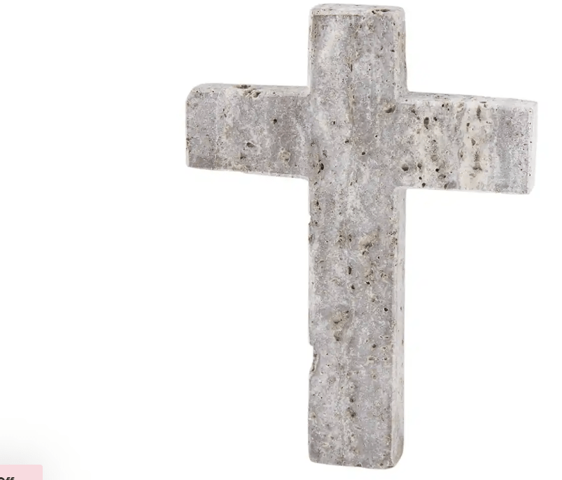 Travertine Cross - Gray