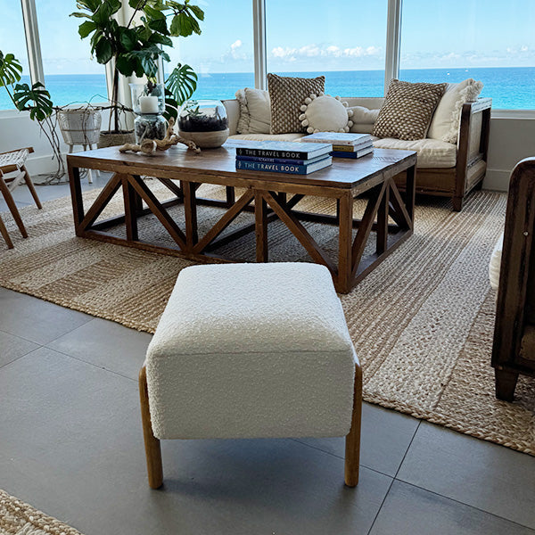 Blanc Chic Boucle Ottoman