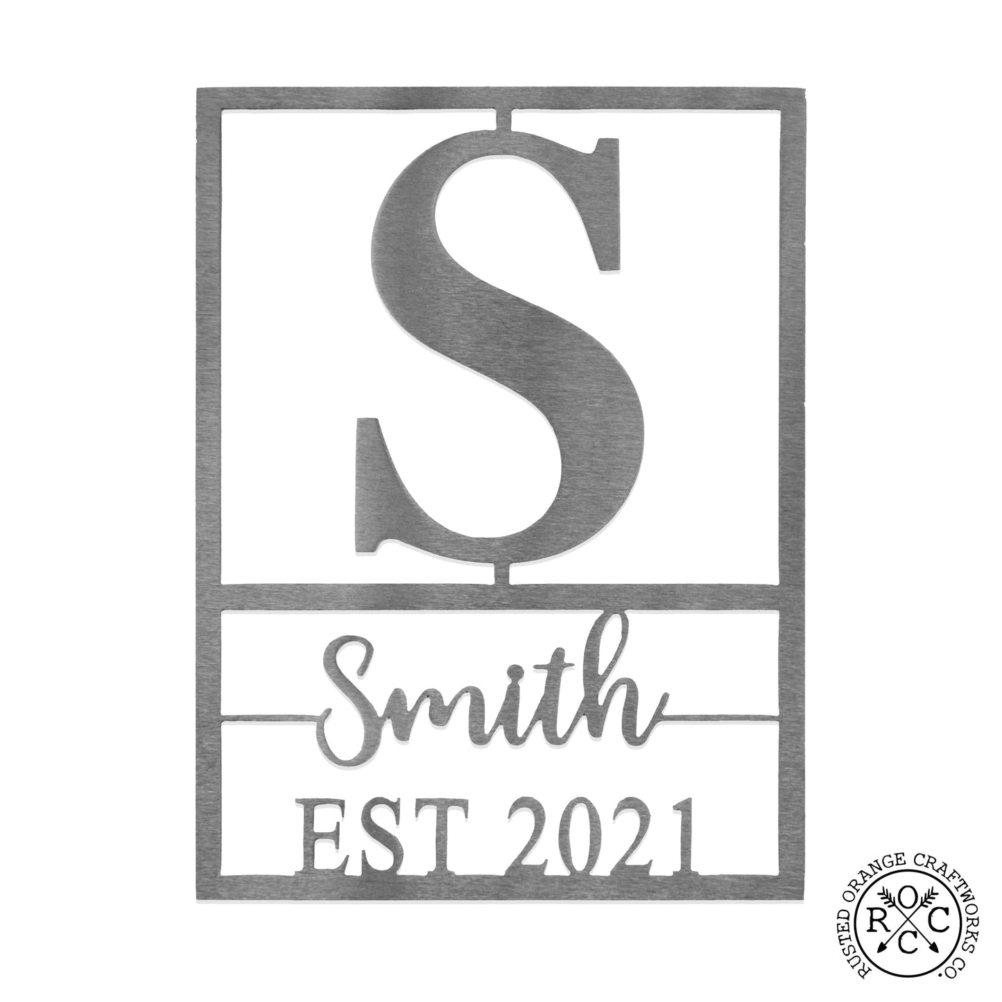 Weston Name and Date Monogram - 2 Sizes - Custom Metal Rectangle Monogram with Name and Date Sign