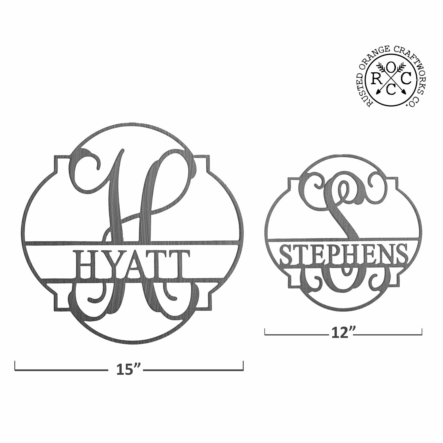 Emblem Monogram - 2 Sizes - Personalized Metal Family Name Sign Home Decor