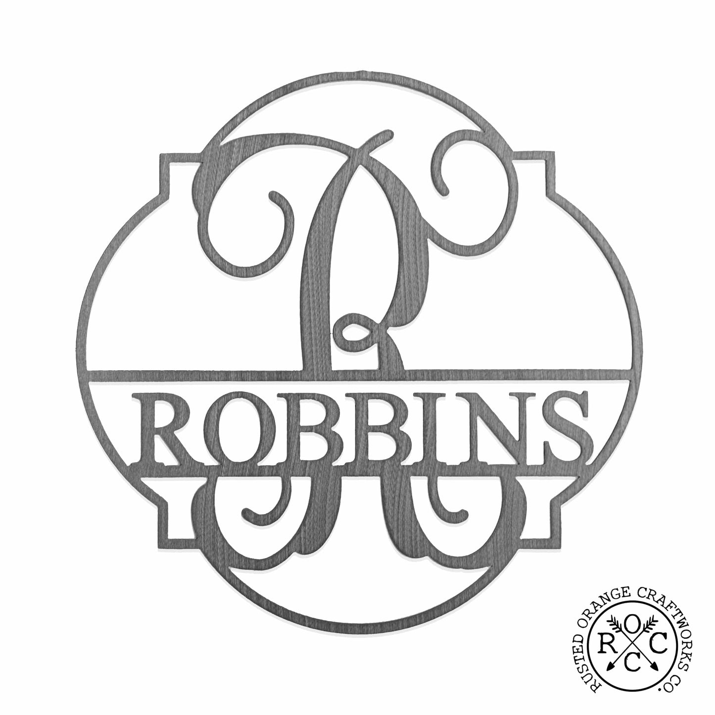 Emblem Monogram - 2 Sizes - Personalized Metal Family Name Sign Home Decor