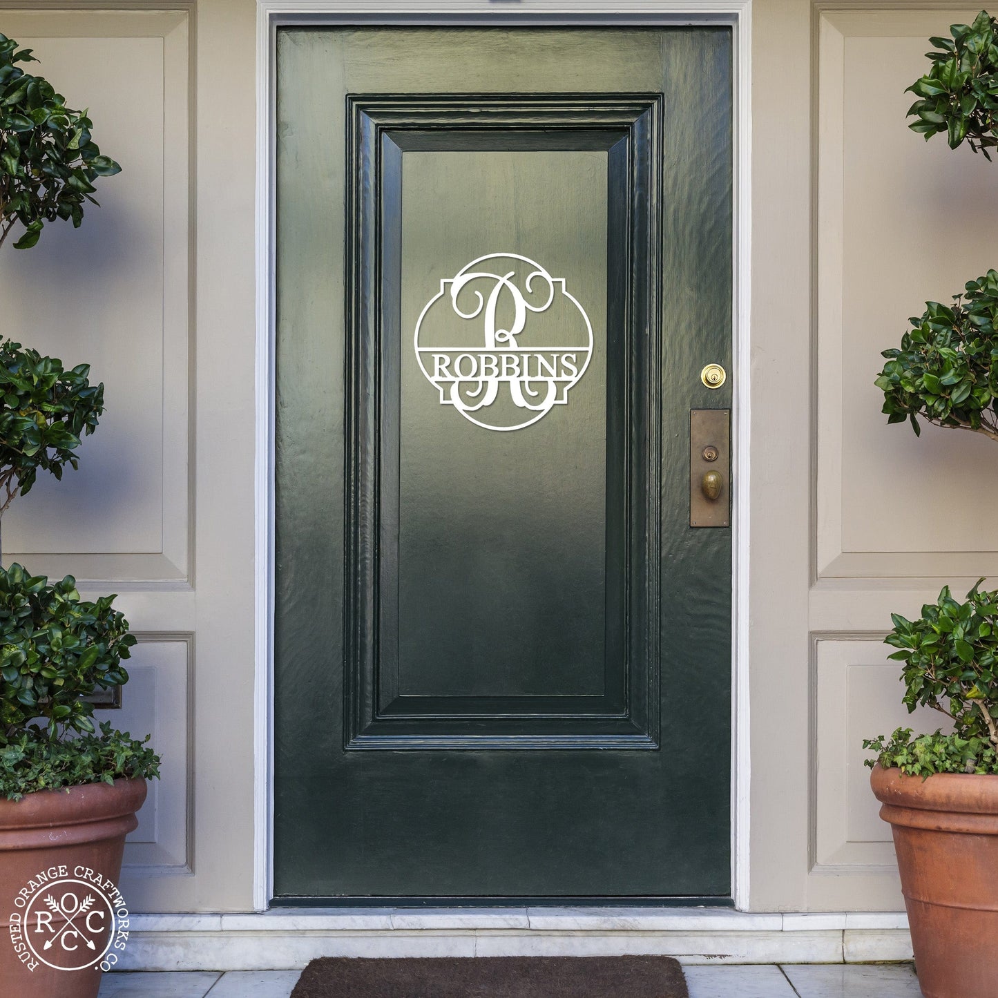Emblem Monogram - 2 Sizes - Personalized Metal Family Name Sign Home Decor