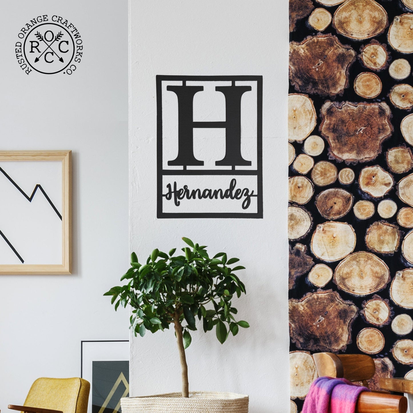 Floating Script Monogram - Personalized Metal Family Name Sign