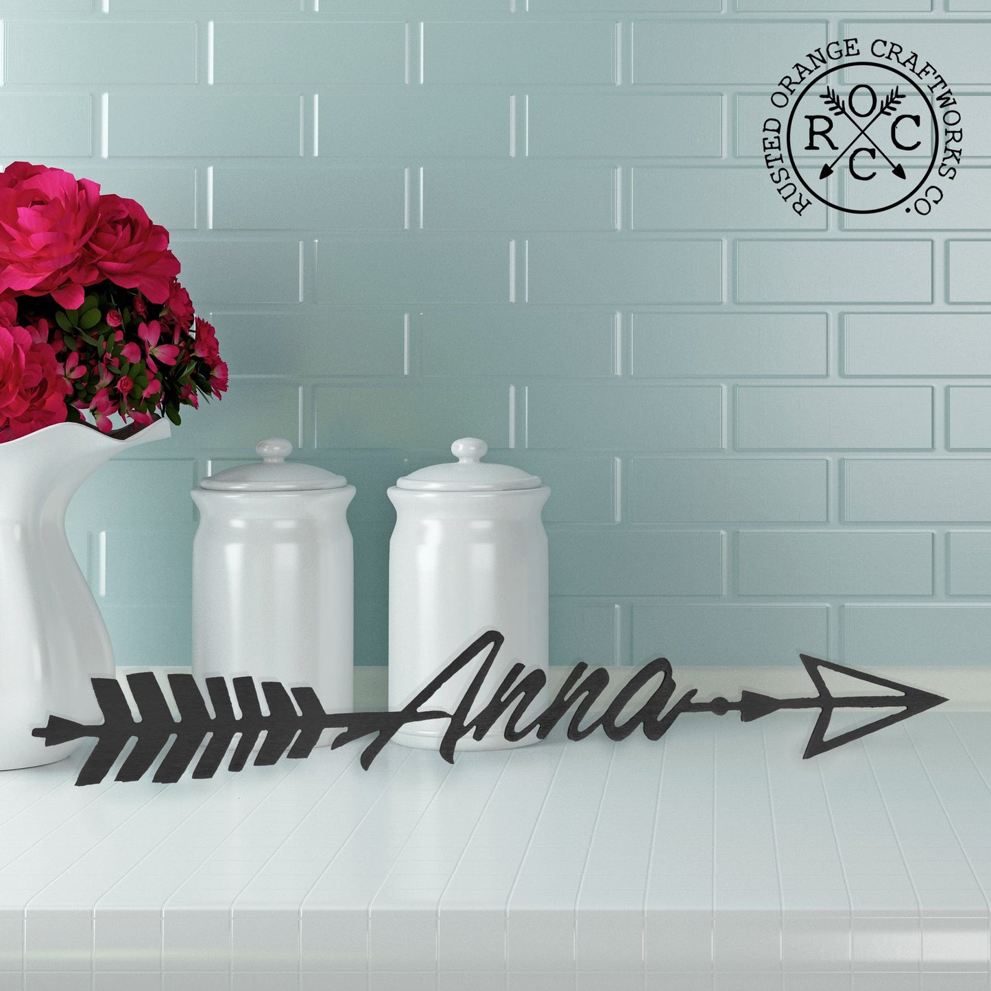 Somerset Arrow - Personalized Metal Name Sign for Wall Decor