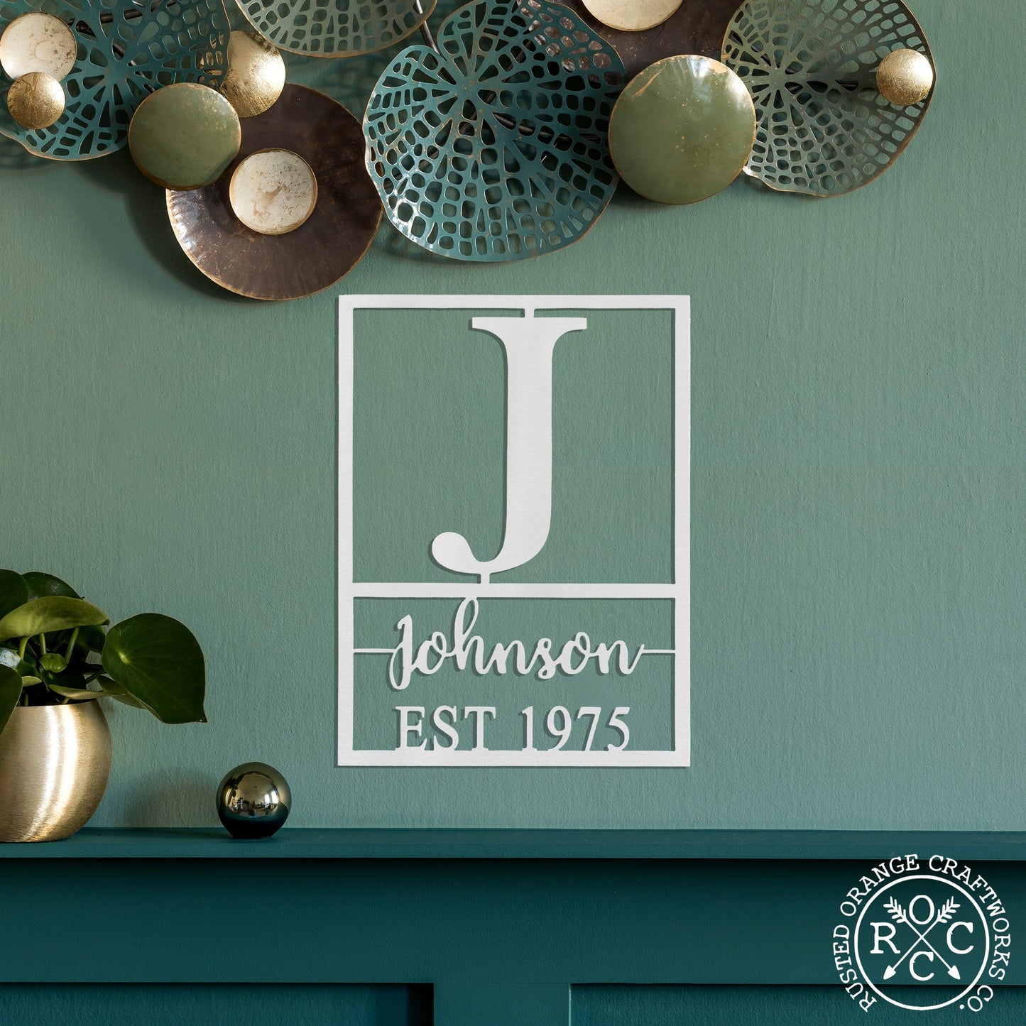 Weston Name and Date Monogram - 2 Sizes - Custom Metal Rectangle Monogram with Name and Date Sign