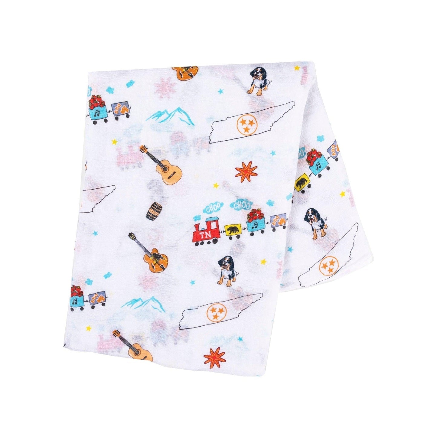 Gift Set: Tennessee Baby Muslin Swaddle Blanket and Burp Cloth/Bib Combo Newborn Essentials for Feeding and Comfort