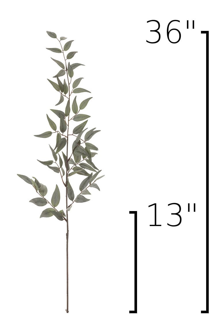 36" Faux Dark Green/Gray Ruscus Leaf Stem