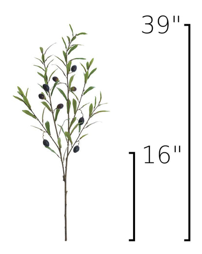 39" Faux Green Olive Leaf Stem